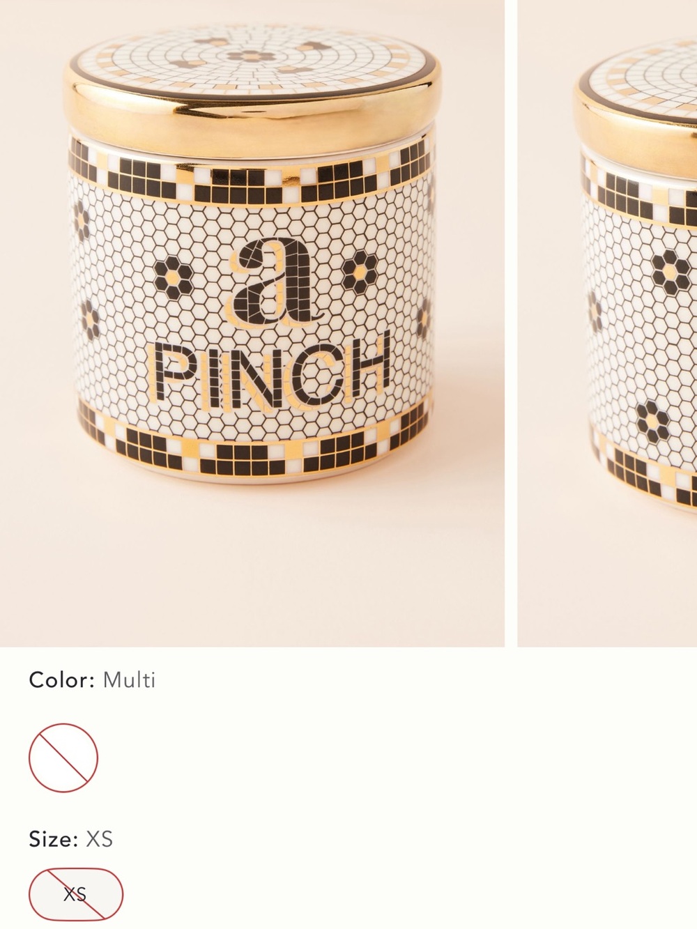 Anthropologie ‘A Pinch' bistro tile XS jar